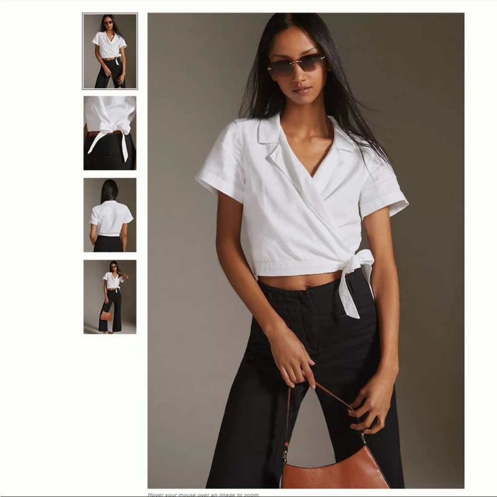 ANTHROPOLOGIE Cloth & Stone Wrap-Front Crop Top